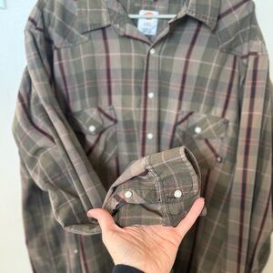 Dickies 3XL Plaid Shirt, Pearl Snap, western